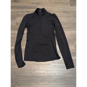Lululemon Athletica Black Long Sleeve Half Zip Workout Top Shirt Size 4 LW3BL1SX